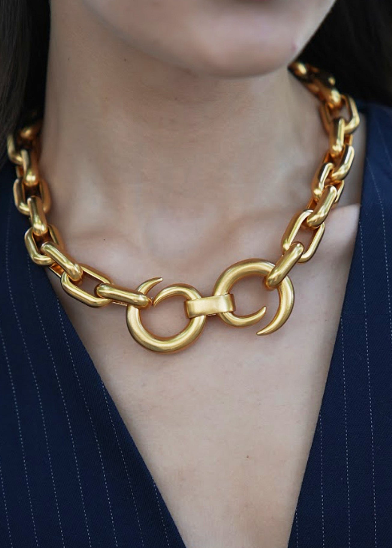 THE DOUBLE PUNK NECKLACE GOLD