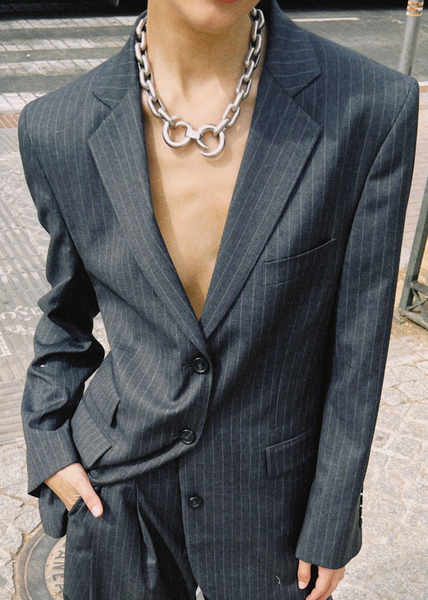 COLLAR DOBLE PUNK PLATA